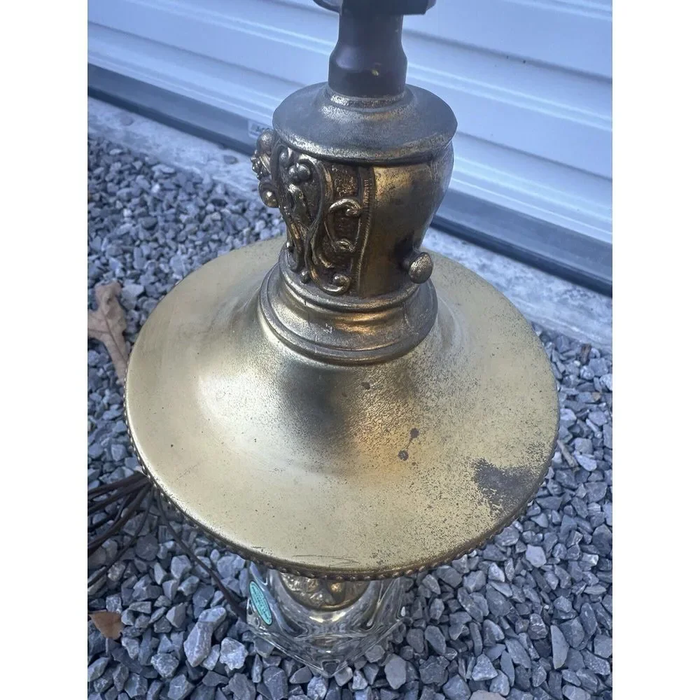Vintage‎ Hollywood Regency Gold Crystal Cherub Lamp Base 24.5in High WORKS
